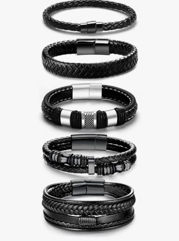 Stylish Unisex Leather Bracelets (5 Pack)